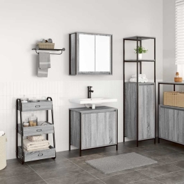 Set de muebles de baño 2 pzas madera contrachapada gris sonoma