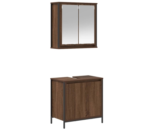 Set de muebles baño 2 pzas madera contrachapada marrón roble