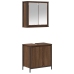 Set de muebles baño 2 pzas madera contrachapada marrón roble