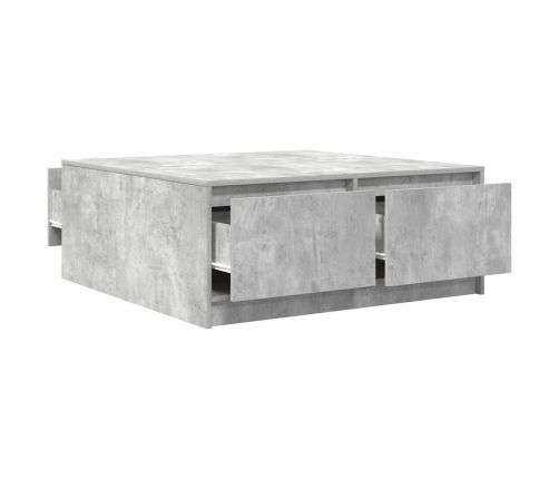 Mesa de centro con cajones gris hormigón 100x100x40 cm