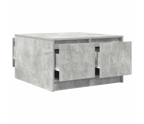 Mesa de centro con cajones gris hormigón 70,5x70x40 cm