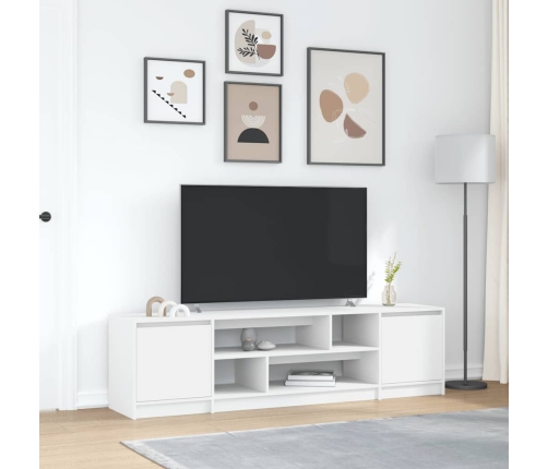 Mueble de TV de madera de ingeniería blanco 188,5x41x50 cm