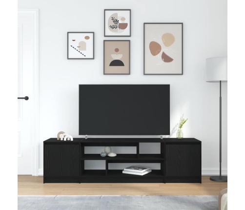 Mueble de TV de madera de roble negro 188,5x41x50 cm