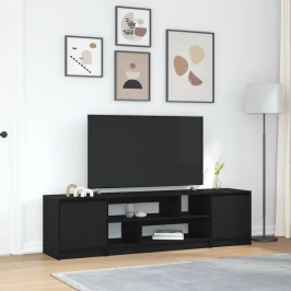 Mueble de TV de madera de roble negro 188,5x41x50 cm