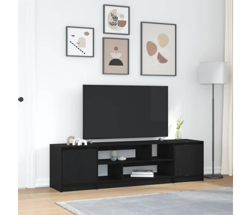 Mueble de TV de madera de roble negro 188,5x41x50 cm