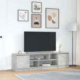 Mueble de TV gris hormigón 188,5x41x50 cm madera de ingeniería