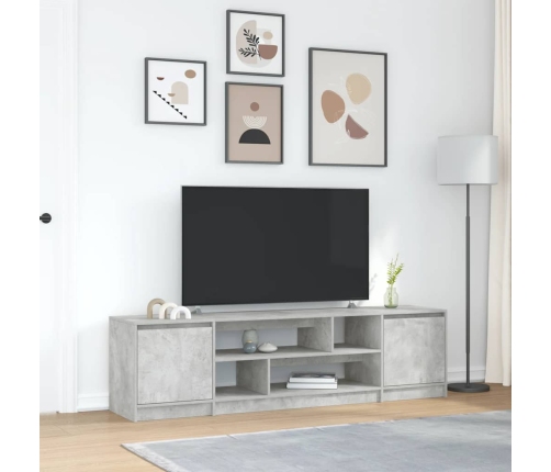 Mueble de TV gris hormigón 188,5x41x50 cm madera de ingeniería