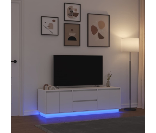 Mueble de TV con luces LED blanco 160,5x41x50 cm