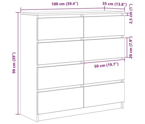 Aparador  Sonoma gris 100x35x99 cm madera de ingeniería