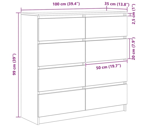 Aparador Artisan Roble 100x35x99 cm Madera de ingeniería