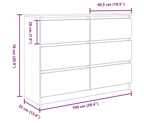 Aparador blanco 100x35x76 cm madera de ingeniería