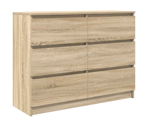 Aparador de madera contrachapada roble sonoma 100x35x76 cm