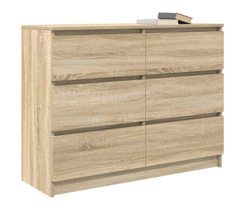 Aparador de madera contrachapada roble sonoma 100x35x76 cm