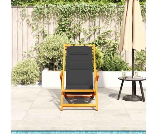 Silla de playa plegable con reposabrazos negra