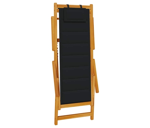 Silla de playa plegable con reposabrazos negra