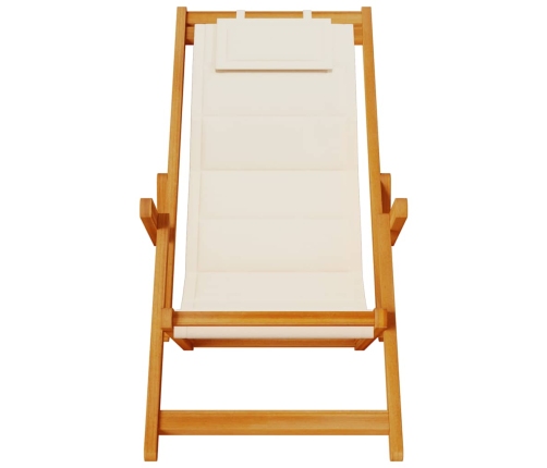 Silla de playa plegable con reposabrazos crema