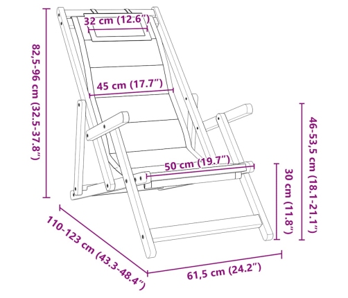 Silla de playa plegable con reposabrazos crema