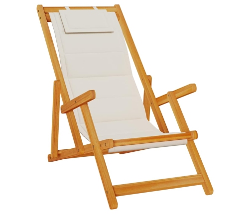 Silla de playa plegable con reposabrazos gris claro