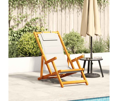 Silla de playa plegable con reposabrazos gris claro