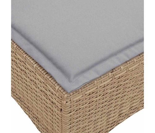 Sofá de jardín reclinable con cojines en forma de L beige