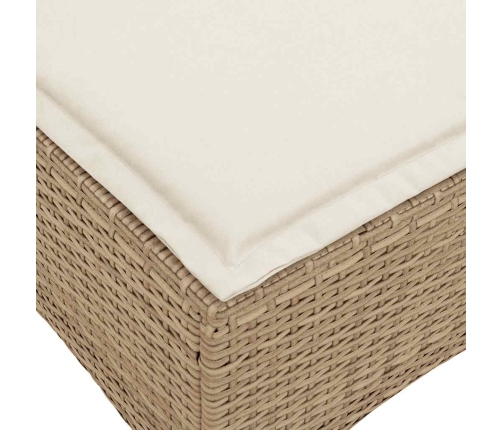 Sofá de jardín reclinable con cojines en forma de L beige