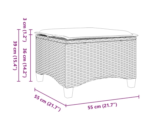 Taburetes de jardín con cojines 2 uds marrón 55x55x36 cm