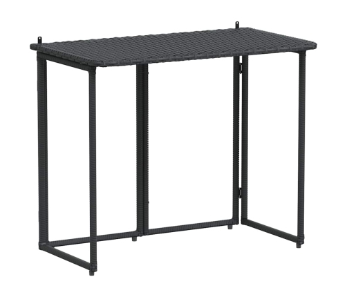 Mesa de jardín plegable de ratán sintético negra 90x51x75 cm