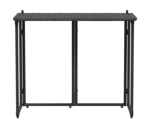 Mesa de jardín plegable de ratán sintético negra 90x51x75 cm