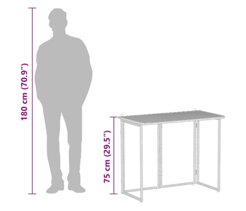 Mesa de jardín plegable de ratán sintético negra 90x51x75 cm