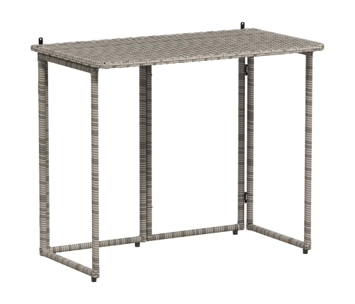 Mesa de jardín plegable gris 90x51x75 cm ratán sintético