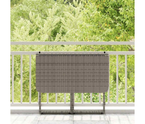 Mesa de jardín plegable gris 90x51x75 cm ratán sintético