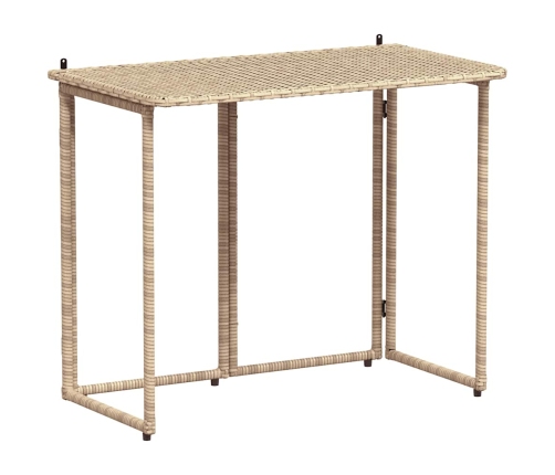 Mesa de jardín plegable ratán sintético beige 90x51x75 cm