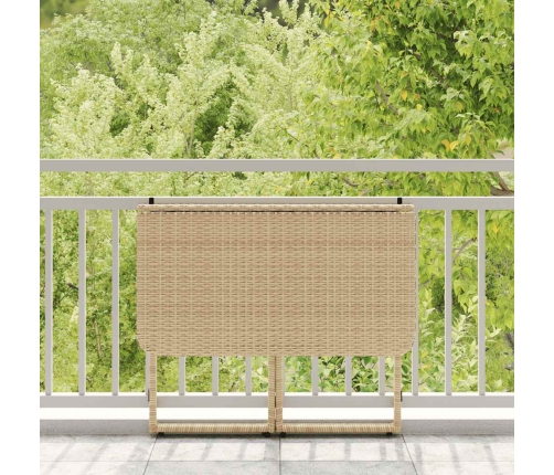 Mesa de jardín plegable ratán sintético beige 90x51x75 cm