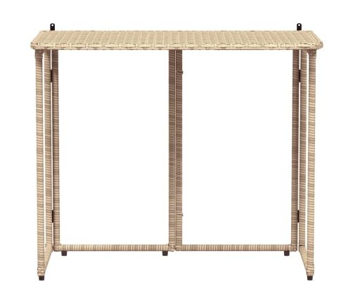 Mesa de jardín plegable ratán sintético beige 90x51x75 cm