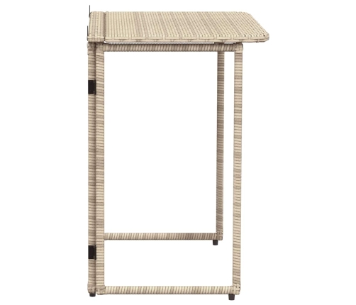 Mesa de jardín plegable ratán sintético beige 90x51x75 cm