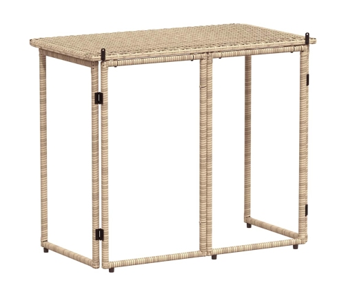 Mesa de jardín plegable ratán sintético beige 90x51x75 cm