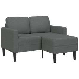 Sofá de 2 plazas con chaise longue en forma L gris oscuro 125cm