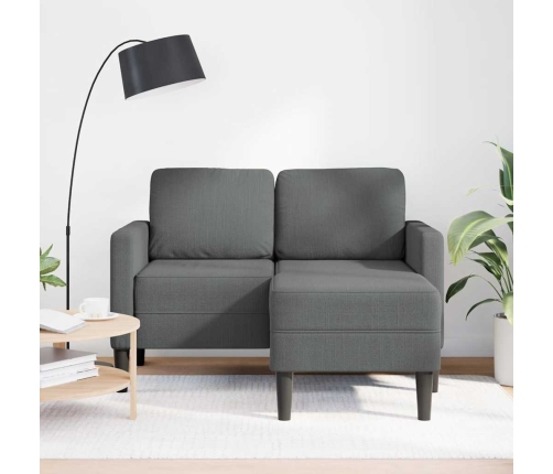 Sofá de 2 plazas con chaise longue en forma L gris oscuro 125cm