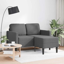 Sofá de 2 plazas con chaise longue en forma L gris oscuro 125cm