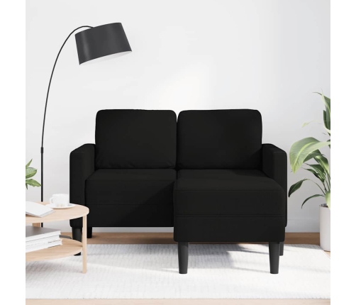 Sofá de 2 plazas con chaise longue en forma L negra 125cm
