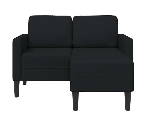 Sofá de 2 plazas con chaise longue en forma L negra 125cm