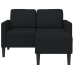 Sofá de 2 plazas con chaise longue en forma L negra 125cm