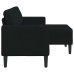 Sofá de 2 plazas con chaise longue en forma L negra 125cm