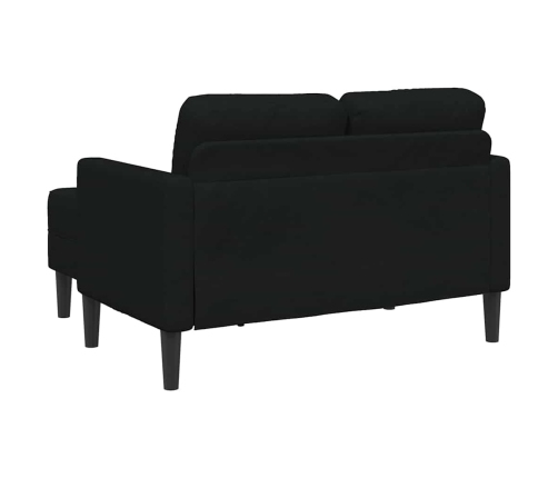 Sofá de 2 plazas con chaise longue en forma L negra 125cm