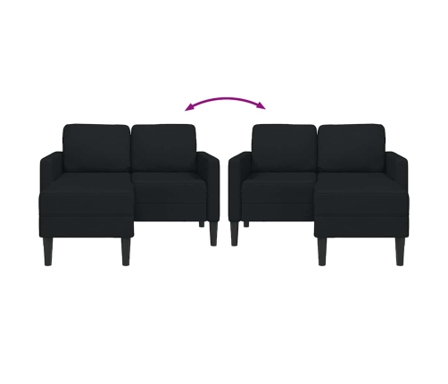 Sofá de 2 plazas con chaise longue en forma L negra 125cm