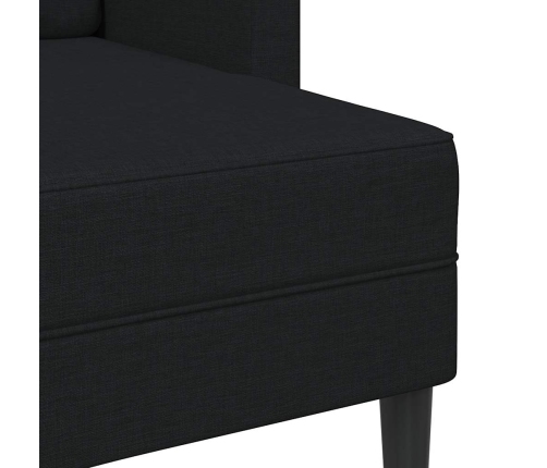Sofá de 2 plazas con chaise longue en forma L negra 125cm
