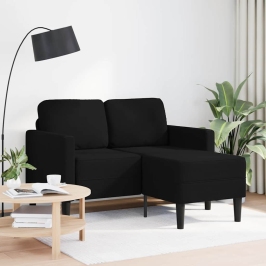 Sofá de 2 plazas con chaise longue en forma L negra 125cm