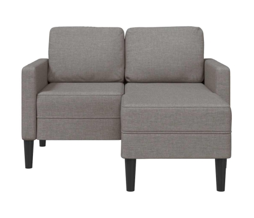 Sofá de 2 plazas con chaise longue en forma L gris topo 125 cm