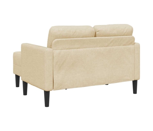 Sofá de 2 plazas con chaise longue en forma L tela crema 125 cm