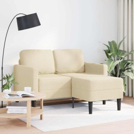 Sofá de 2 plazas con chaise longue en forma L tela crema 125 cm